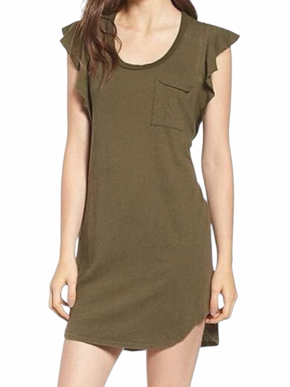 Pam & Gela Freedom Green flutter sleeve shirt dress size medium